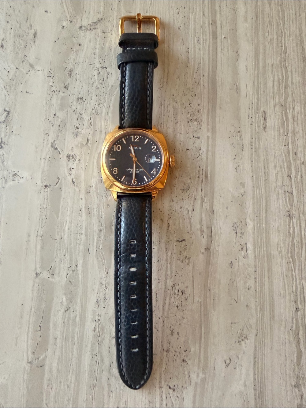 Shinola Gold Case and Navy Dial Watch